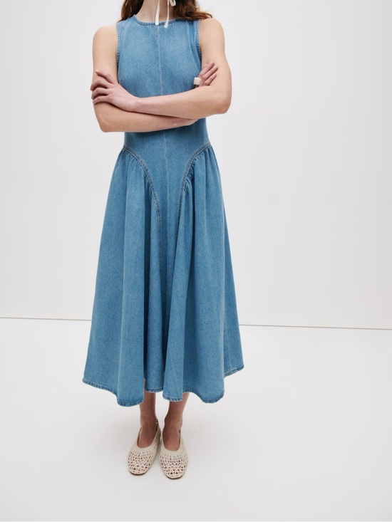 H&M Dresses & Skirts - H & M Open Back Sleeveless Blue Denim Midi Dress